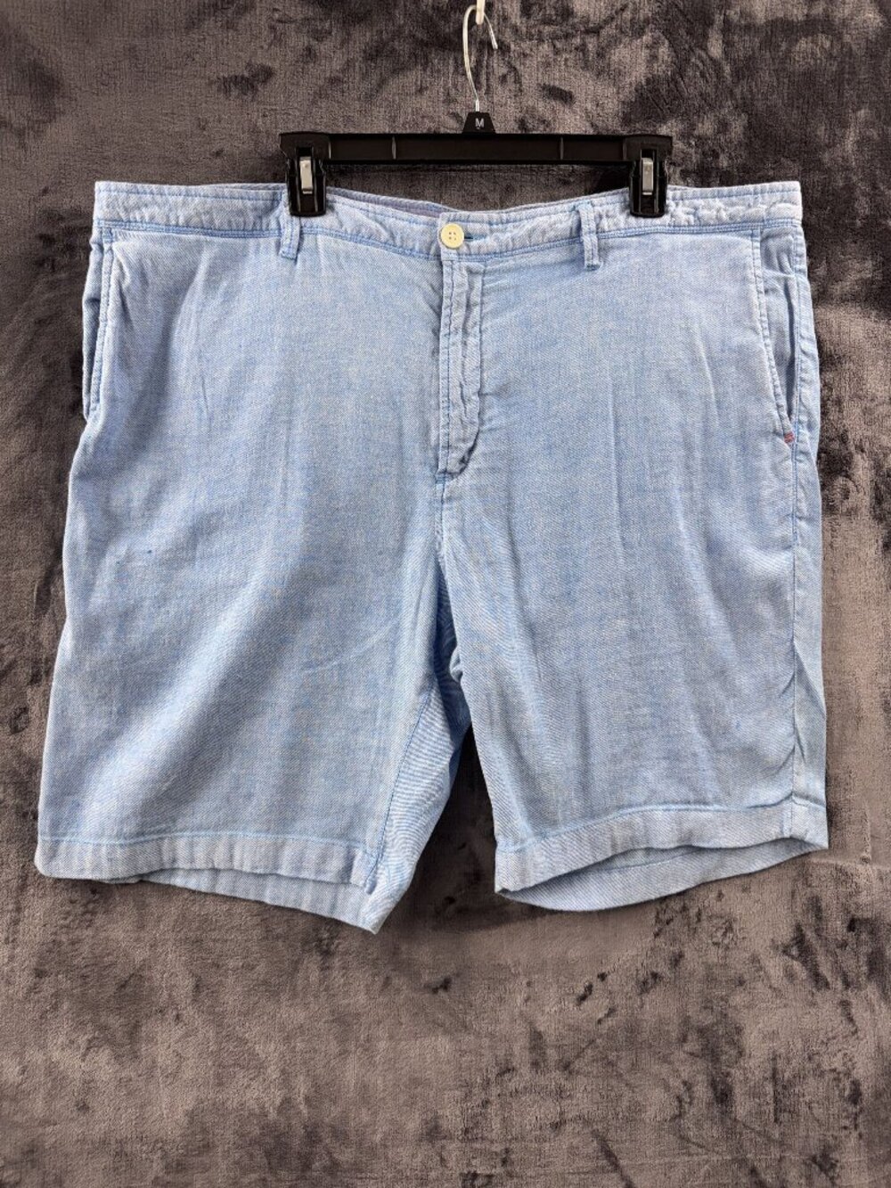 Tommy Bahama Men's Shorts Size 42 Light Blue Flat Front Linen Cotton Blend